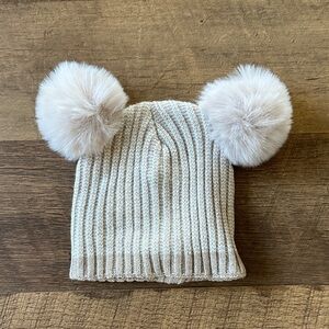 Newborn Cozy Cream Knit Pom-Pom Beanie for Baby